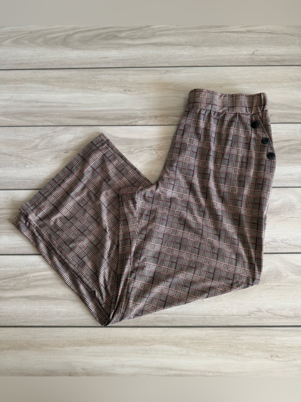 Robert Louis Wide Leg Plaid Check Pull On Trouser Brown 3X EUC